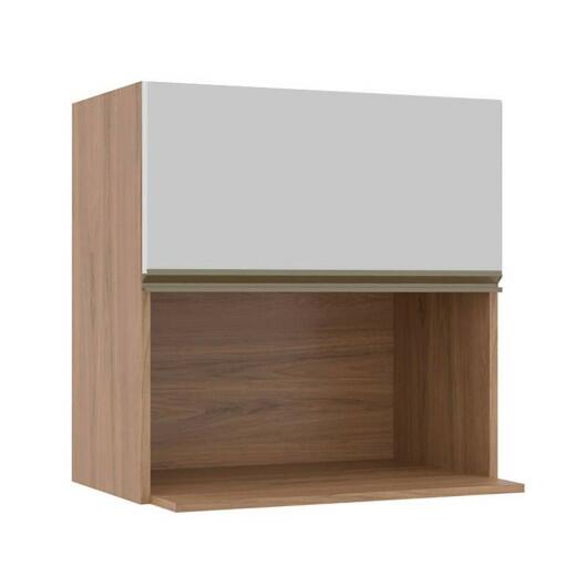 Módulo Armário Aéreo Nicho Micro-Ondas 68x70x43cm 100% MDF Cozinha Modulada Gold J Robel Hanover/Branco Matte