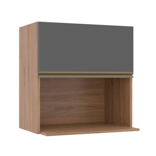 Módulo Armário Aéreo Nicho Micro-Ondas 68x70x43cm 100% MDF Cozinha Modulada Gold J Robel Hanover/Cinza Matte