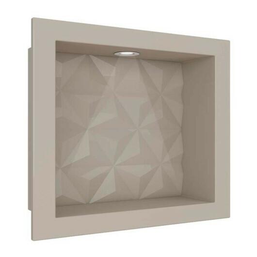 Nicho Para Banheiro 40x30 Com LED Mármore Sintético Cozimax Bege Textura