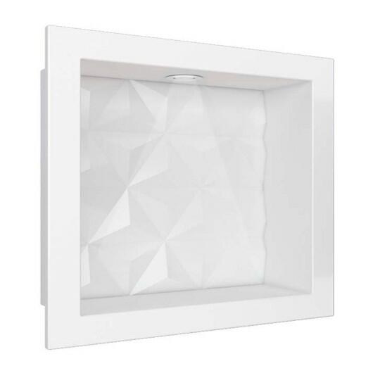 Nicho Para Banheiro 40x30 Com LED Mármore Sintético Cozimax Branco Textura