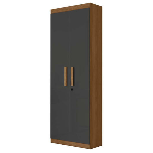 Organizador Multiuso Quarto Sala Escritório 2 Portas 204x70cm Delta Lukaliam Jequitiba/Chumbo