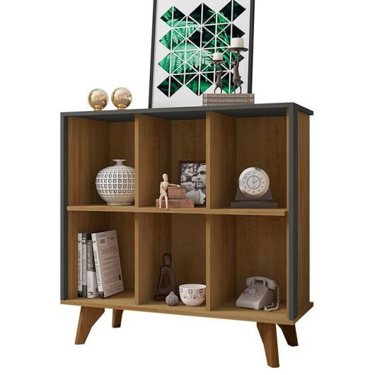 Estante de Livro Organizador Retro Lisboa RV Móveis Cinamomo/Grafite