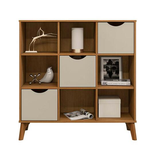 Aparador Organizador Multiuso Retro 3 Gavetas Veneza RV Móveis Cinamomo/Off White