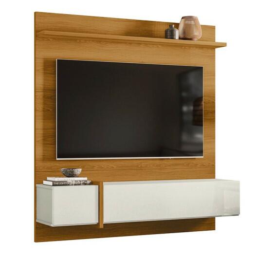 Painel Para TV 55 Polegadas 160cm Avila Lukaliam Freijo/Off White Perolizado