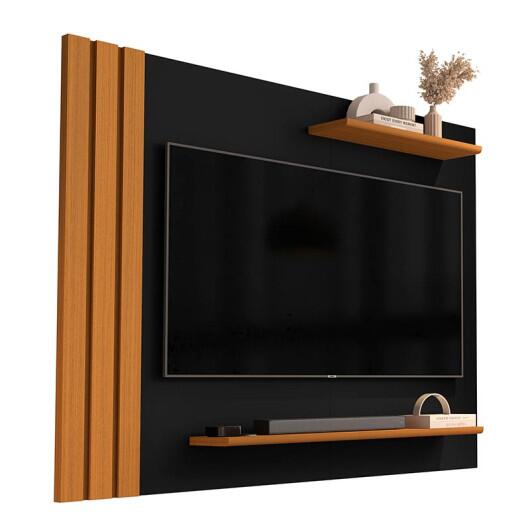 Painel Ripado Pequeno Para TV 42¨ 105cm Laus EDN Preto/Cedro