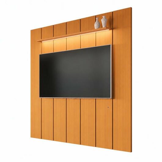 Painel Ripado Moderno Para TV 85¨ Com LED 220cm Lumi 2.2 EDN Cedro