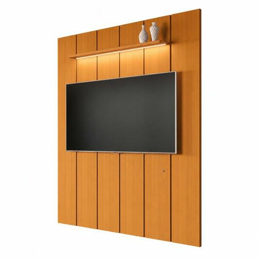 Painel Ripado Moderno Para TV 75¨ Com LED 180cm Lumi 1.8 EDN Cedro