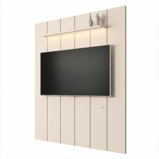 Painel Ripado Moderno Para TV 75¨ Com LED 180cm Lumi 1.8 EDN Off White