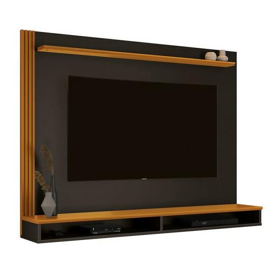 Painel Para TV Ripado 55 Polegadas 140cm Ciccare EAX Móveis Preto/Cedro