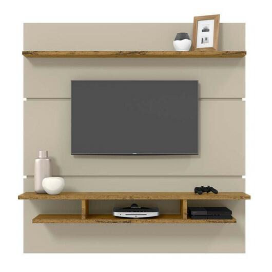 Painel Para TV 60 Polegadas Adryan Patrimar Off White/Nature