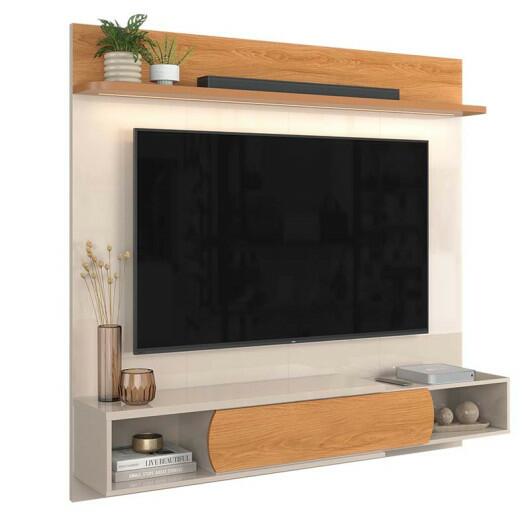 Painel Para TV 65 Polegadas Com LED 160cm Denver Lukaliam Off White/Jequitiba