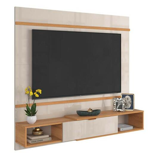 Painel Para TV 65 Polegadas 160cm Genova Lukaliam Off White/Jequitiba