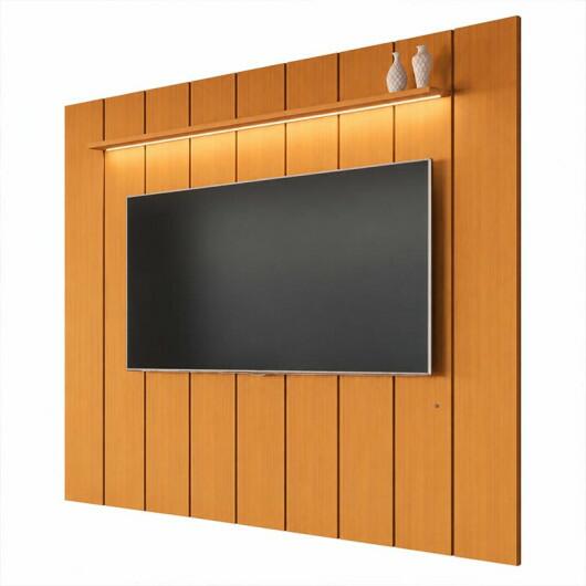 Painel Ripado Moderno Para TV 85¨ Com LED 280cm Lumi 2.8 EDN Cedro