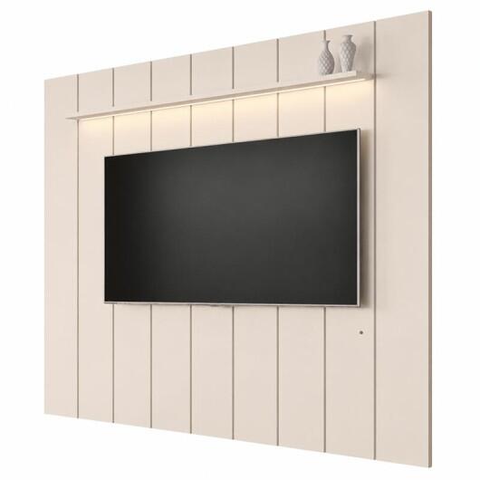 Painel Ripado Moderno Para TV 85¨ Com LED 280cm Lumi 2.8 EDN Off White