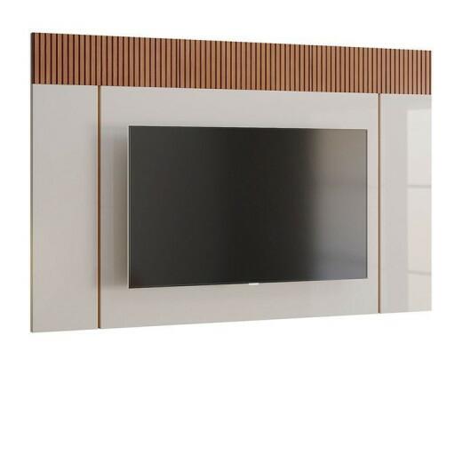 Painel Para TV 75 Polegadas Sagary 2.1 EAX Móveis Off White/Tauari Ripado