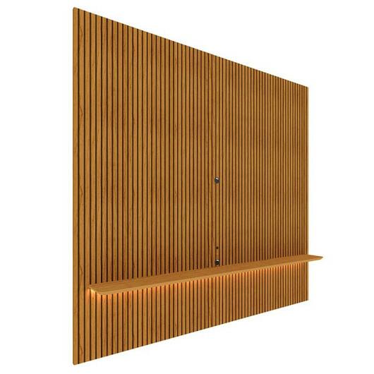 Painel Ripado 3D 100% MDF 180 x 250 Para TV 70 Polegadas Com LED Requinte Gelius Naturale