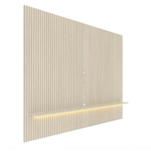 Painel Ripado 3D MDF 224cm x 250cm Para TV 75 Polegadas LED Requinte Gelius Off White