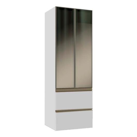 Módulo Paneleiro 172x70x56cm 2 Portas Vidro Reflecta 2 Gavetas 100% MDF Cozinha Modulada Gold J Robel Branco/Branco Matte
