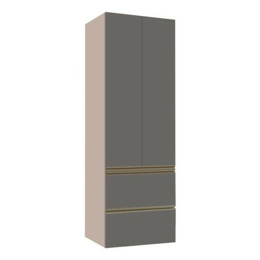 Módulo Paneleiro 172x70x56cm 2 Portas 2 Gavetas 100% MDF Cozinha Modulada Gold J Robel Fendi/Cinza Matte