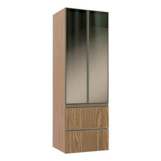 Módulo Paneleiro 172x70x56cm 2 Portas Vidro Reflecta 2 Gavetas 100% MDF Cozinha Modulada Gold J Robel Hanover/Amendoeira BP