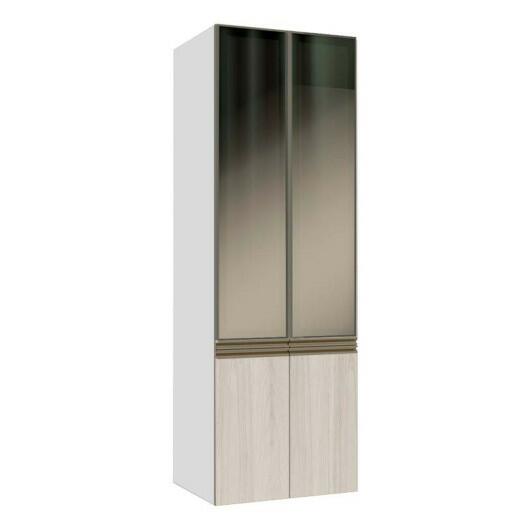 Módulo Paneleiro 70cm Vidro Reflecta 208x70x56cm 100% MDF Cozinha Modulada Gold J Robel Branco/Aspen