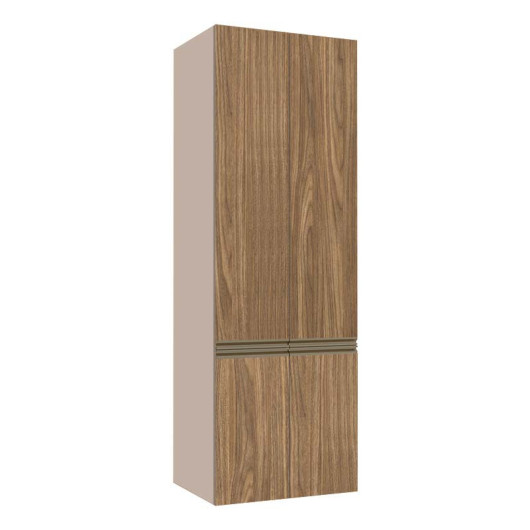 Módulo Paneleiro 70cm 4 Portas 208x70x56cm 100% MDF Cozinha Modulada Gold J Robel Fendi/Amendoeira BP
