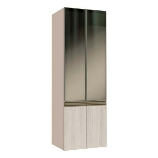 Módulo Paneleiro 70cm Vidro Reflecta 208x70x56cm 100% MDF Cozinha Modulada Gold J Robel Fendi/Aspen