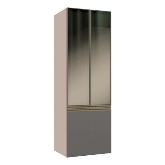 Módulo Paneleiro 70cm Vidro Reflecta 208x70x56cm 100% MDF Cozinha Modulada Gold J Robel Fendi/Cinza Matte