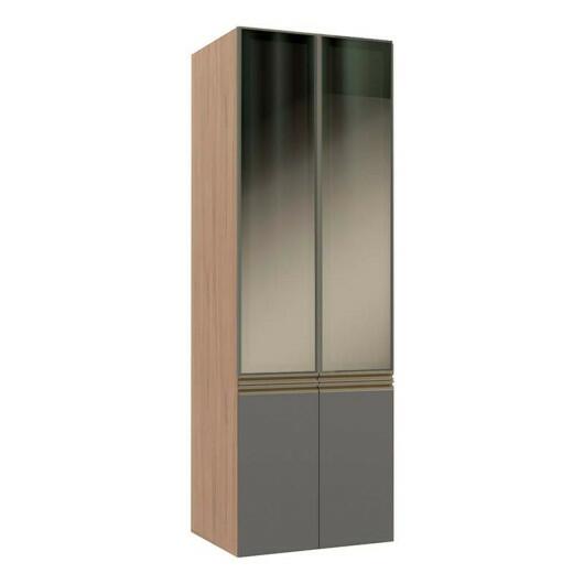 Módulo Paneleiro 70cm Vidro Reflecta 208x70x56cm 100% MDF Cozinha Modulada Gold J Robel Hanover/Cinza Matte