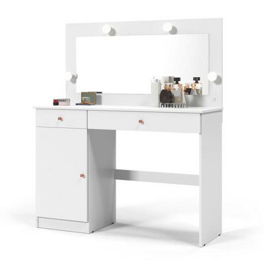 Penteadeira Camarim 120cm Espelho 4 Gavetas 1 Porta Diamante Patrimar Branco