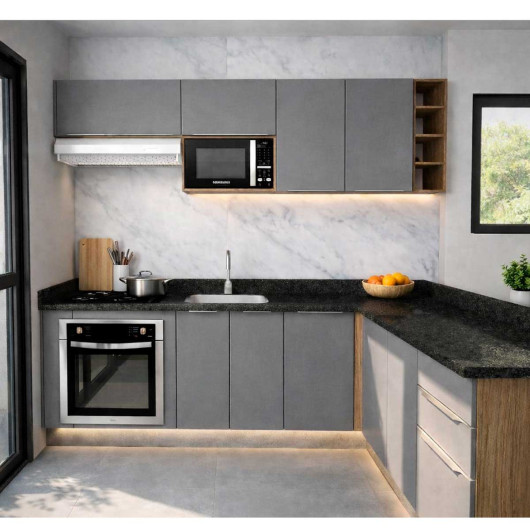 Projeto Cozinha Gold Slim Robel Hanover/Cinza | Lorena