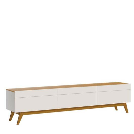 Rack Para Sala 3 Gavetas TV 75 Pol 218x53x40cm 3G 2.2 Classic Imcal Off White/Nature