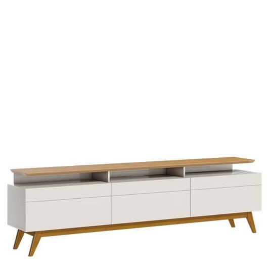 Rack Para Sala 3 Gavetas TV 75 Pol 218x65x40cm 3G+ 2.2 Classic Imcal Off White/Nature