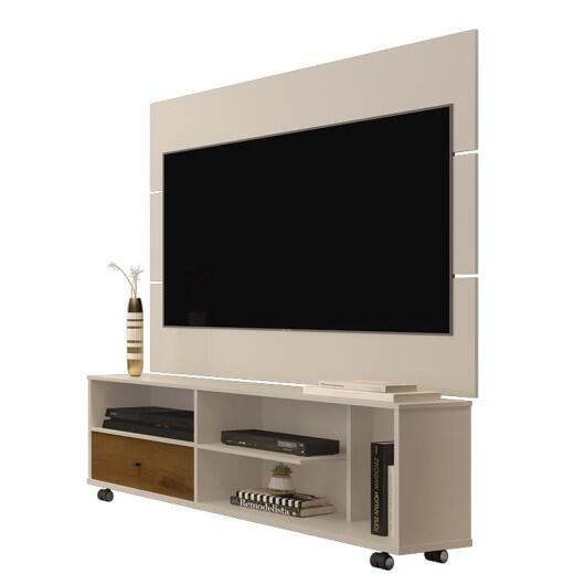 Rack 5808 Com Painel Para TV 5303 JB Bechara Pérola/Caramelo
