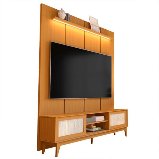 Rack Andros com Painel Ripado Estone 180x216cm TV até 75" EDN Cedro