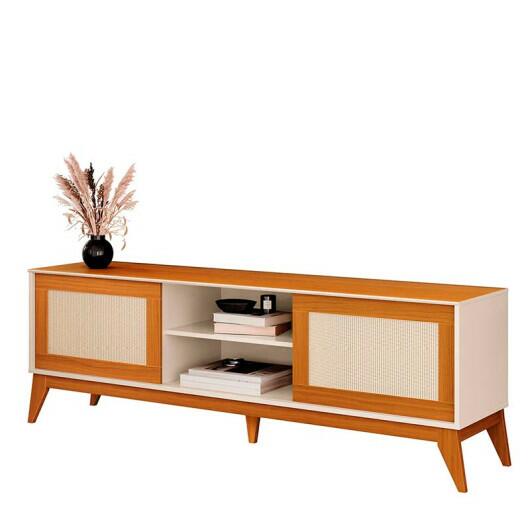 Rack Com Portas Ratan Para TV até 75¨ com 180cm Andros EDN Off White/Cedro