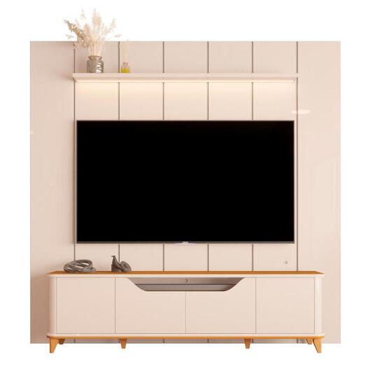 Rack Aron 200cm com Painel Ripado Lumi 220x240cm Para TV até 85" EDN Off White