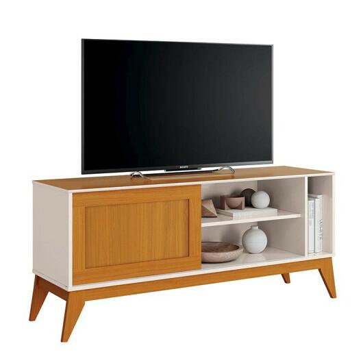 Rack Retrô Sala Para TV 55¨ 136cm Aruba EDN Off White/Cedro