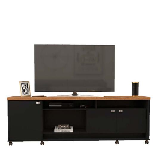 Rack Bancada Para TV 65 Polegadas Dallas 1.8 Lukaliam Preto/Amêndoa