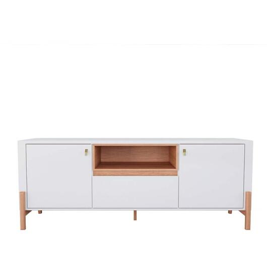 Rack Bancada Sala 183cm Para TV 75 Polegadas Gliss 1.83 Lukaliam Off White/Jequitiba