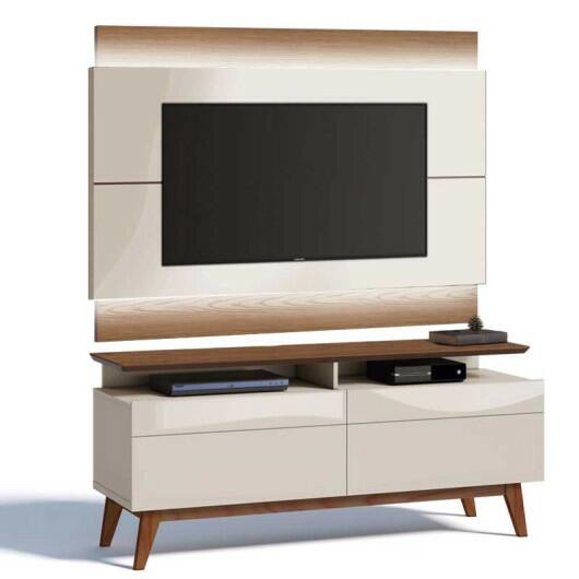 Rack com Painel Para TV Classic Mais 2G 1.4 Com LED Imcal Off White/Freijo