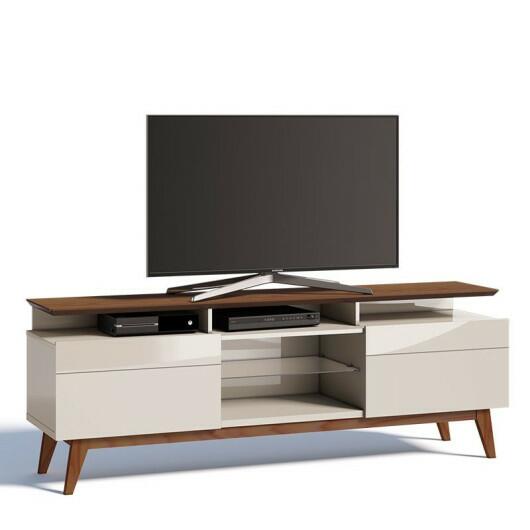 Rack Para Sala TV 65 Polegadas Classic Mais 2G 1.8 Imcal Off White/Freijó