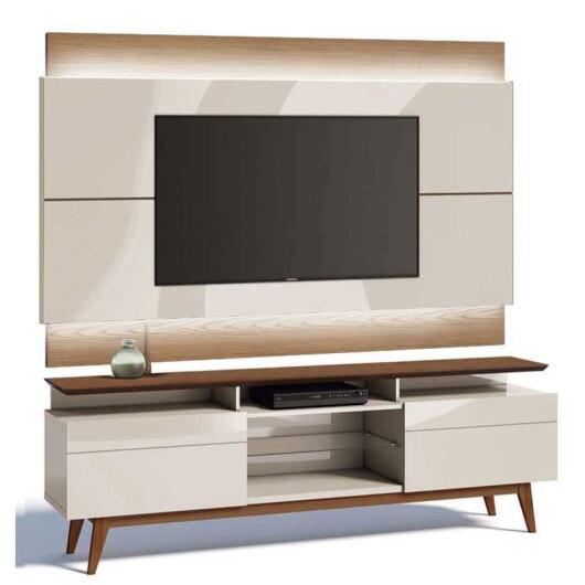 Rack com Painel Para TV Classic Mais 2G 1.8 Com LED Imcal Off White/Freijo 