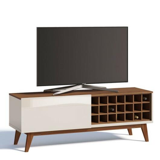 Rack Pequeno TV 55 Polegadas Classic AD 1.4 Imcal Off White/Freijó