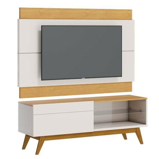 Rack com Painel Para TV 146cm 1 Gaveta Classic 1G 1.4 Off White/Naturale