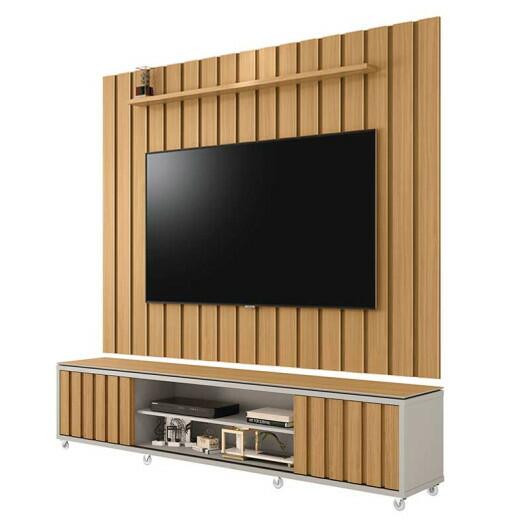 Rack Com Painel Ripado 218cm Para TV 75 Polegadas Brise 2.2 EDN Freijo/Fendi