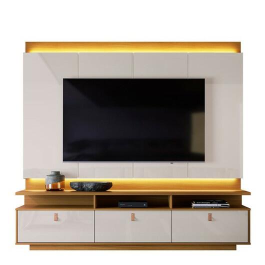 Rack com Painel Para TV 75 Polegadas 2.1 Zory EAX Móveis Tauari/Off White