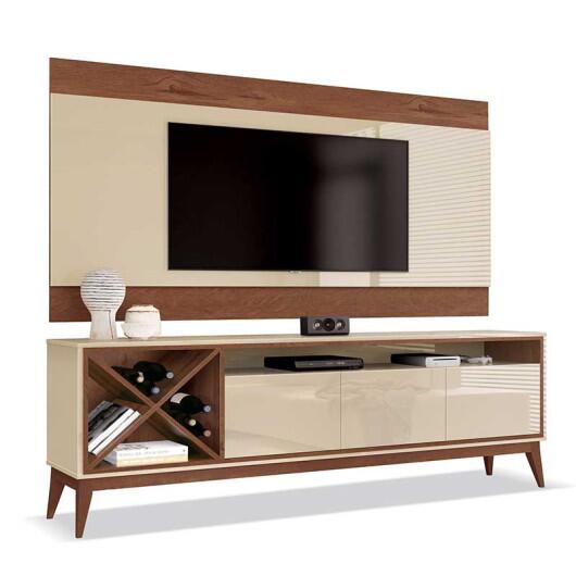 Rack Com Painel Para TV 65 Pol Merlot 180 EDN Off White/Naturale