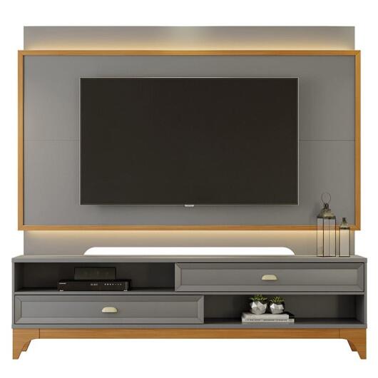 Rack com Painel Para TV 75 Polegadas 2.1 Koly EAX Móveis Cinza/Tauari