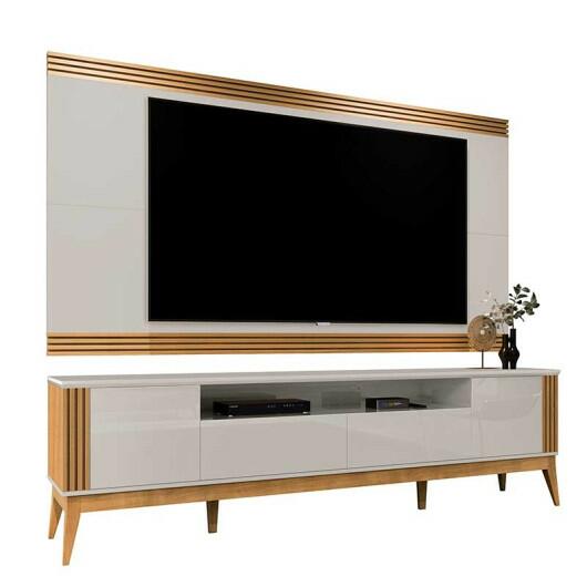 Rack Com Painel Ripado Para TV 75 Pol Brunt 2.2 EAX Móveis Fendi/Freijo